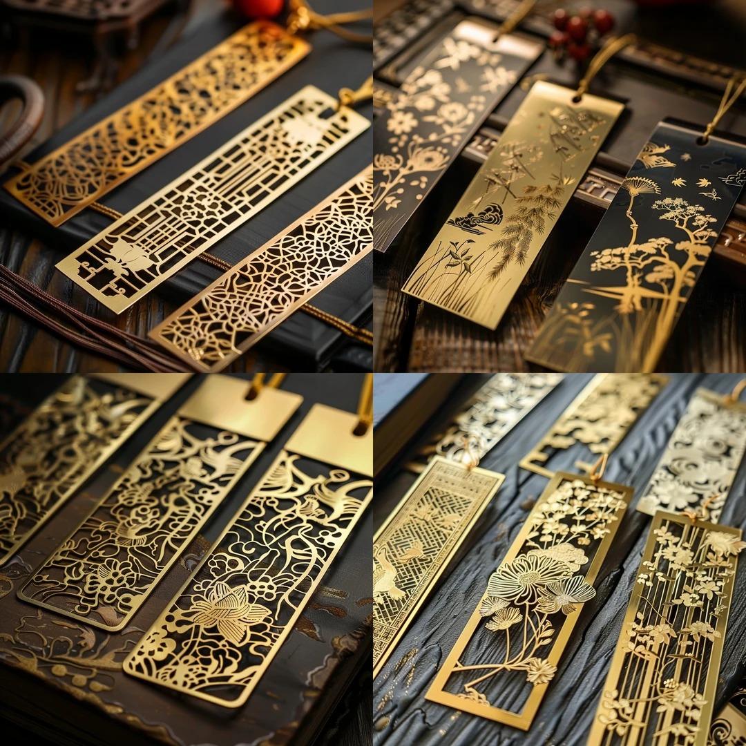 Vintage distressed alloy bookmark | Chinese classical hollowed metal bookmark | Creative gift engraving customization | Museum cultural creative counterpart