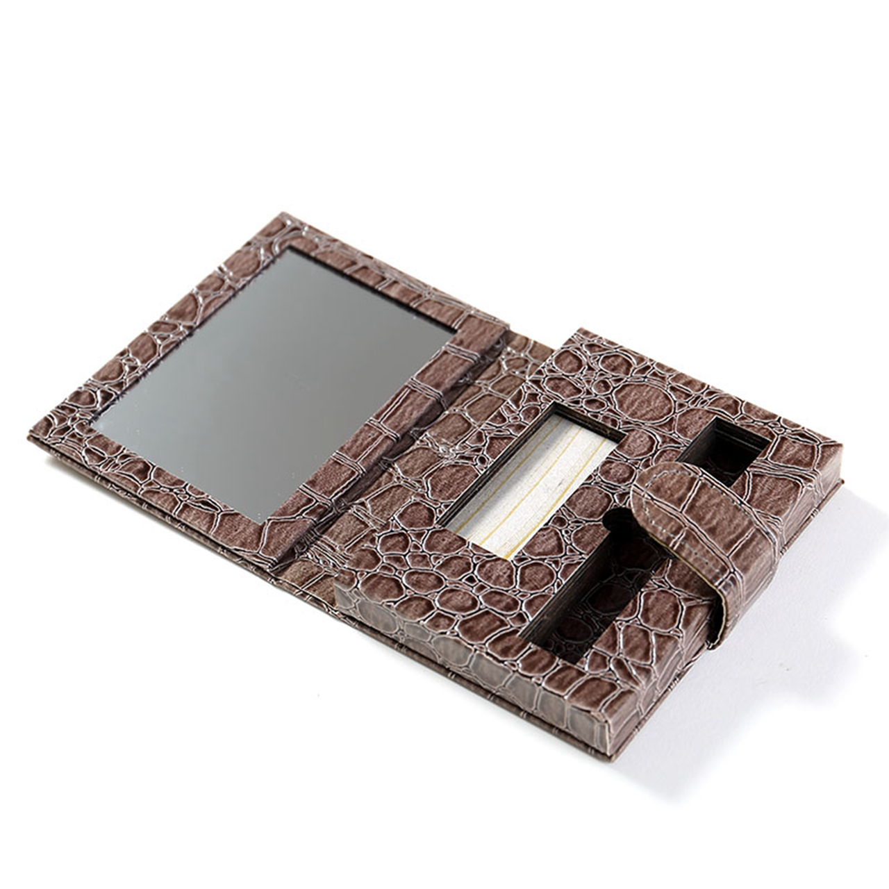 Faux leather paper eyebrow powder case with mirror