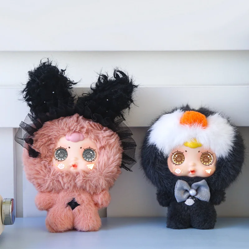 Plush dolls and figurines in real-life shot